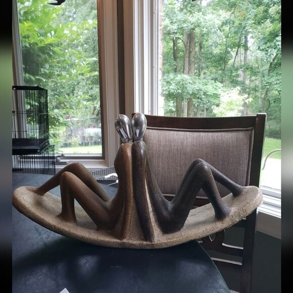 RARE Abstract Stone & Chrome Sculpture - Picture 1 of 8